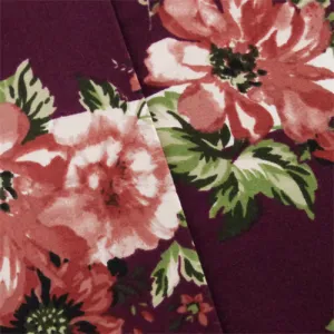 1 3/4 YD PC-Purple/Multi Floral & Stripe Print Jersey Knit Fabric