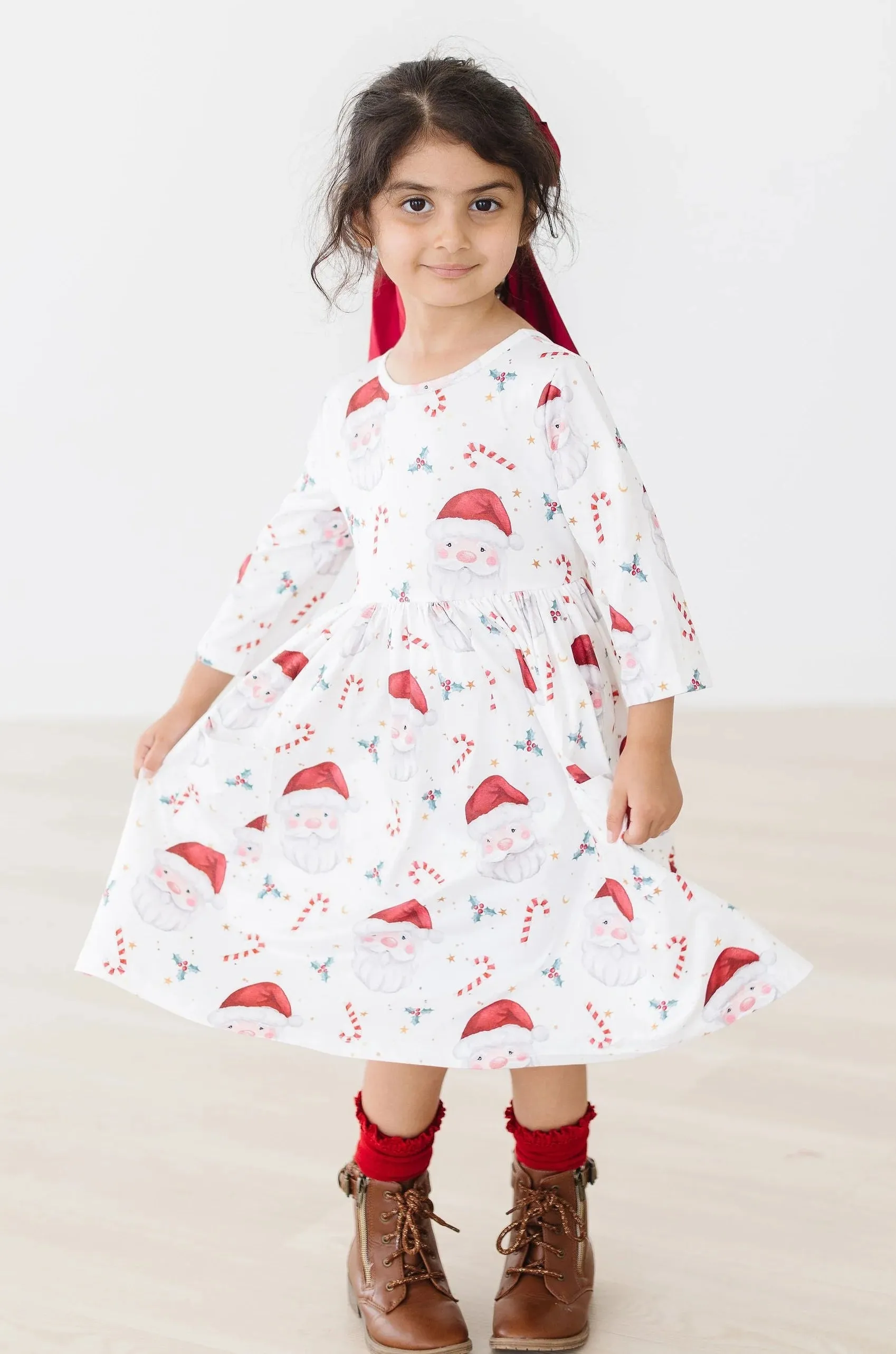 3/4 Sleeve Pocket Twirl Dress - Mistletoe Magic