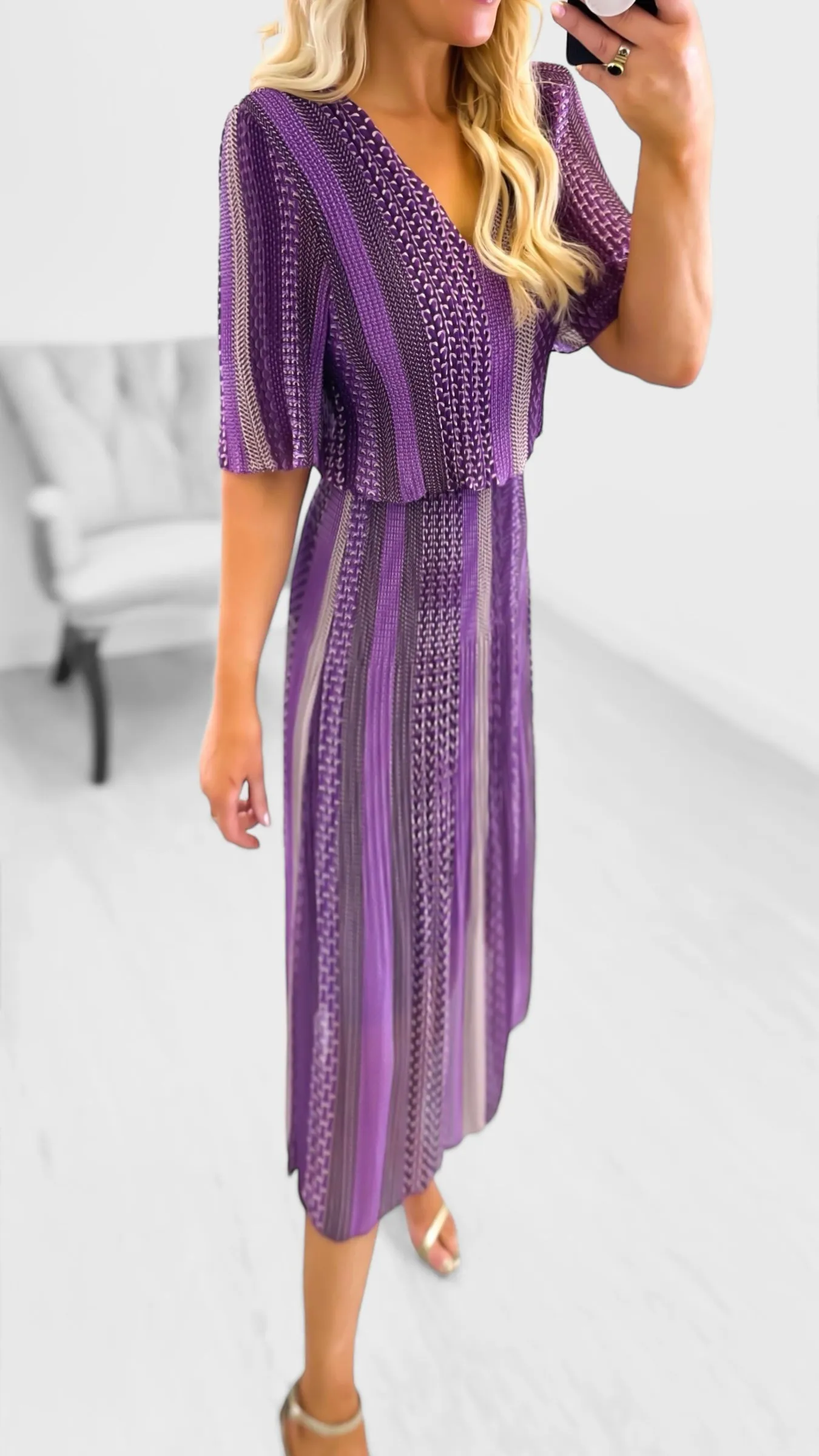 A1899 Laira Purple Stripe Loose Top Dress