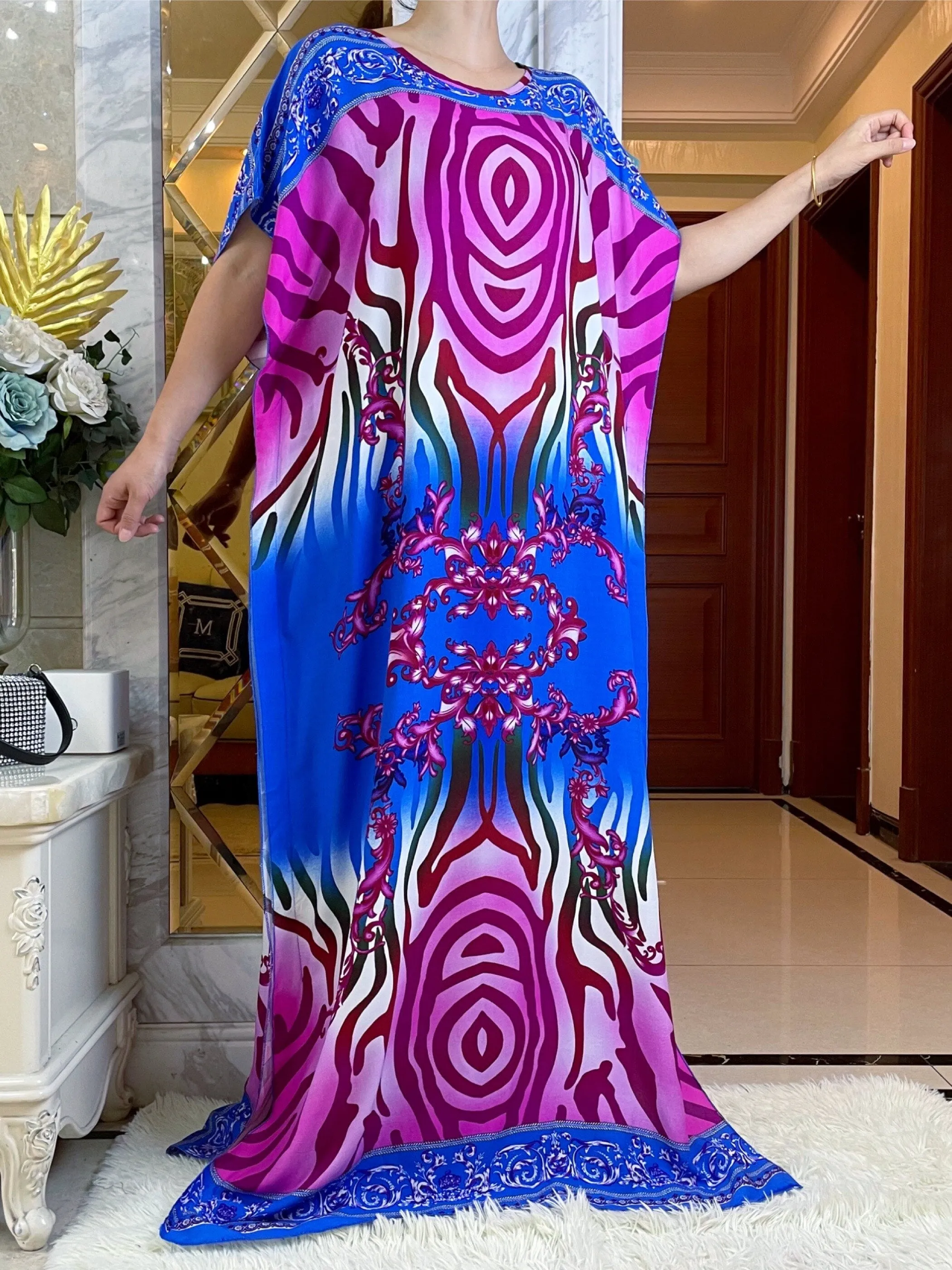 African Dress With Big Scarf Short Sleeve