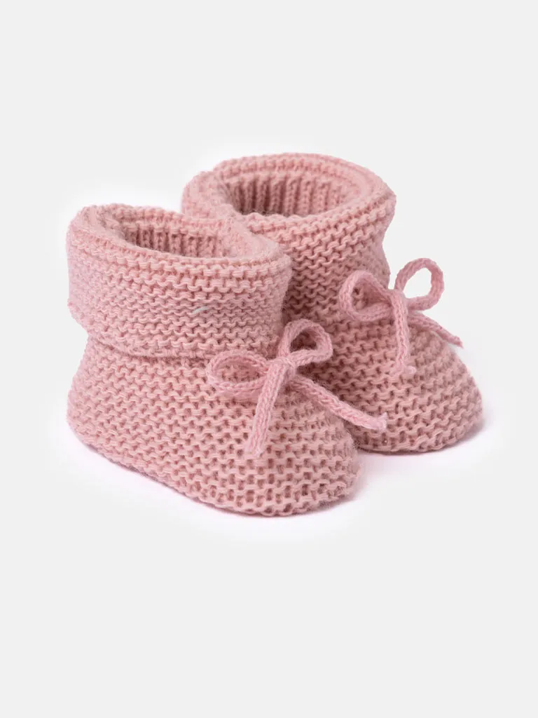 Baby Girl Snuggle Knitted Booties - Dusty Pink