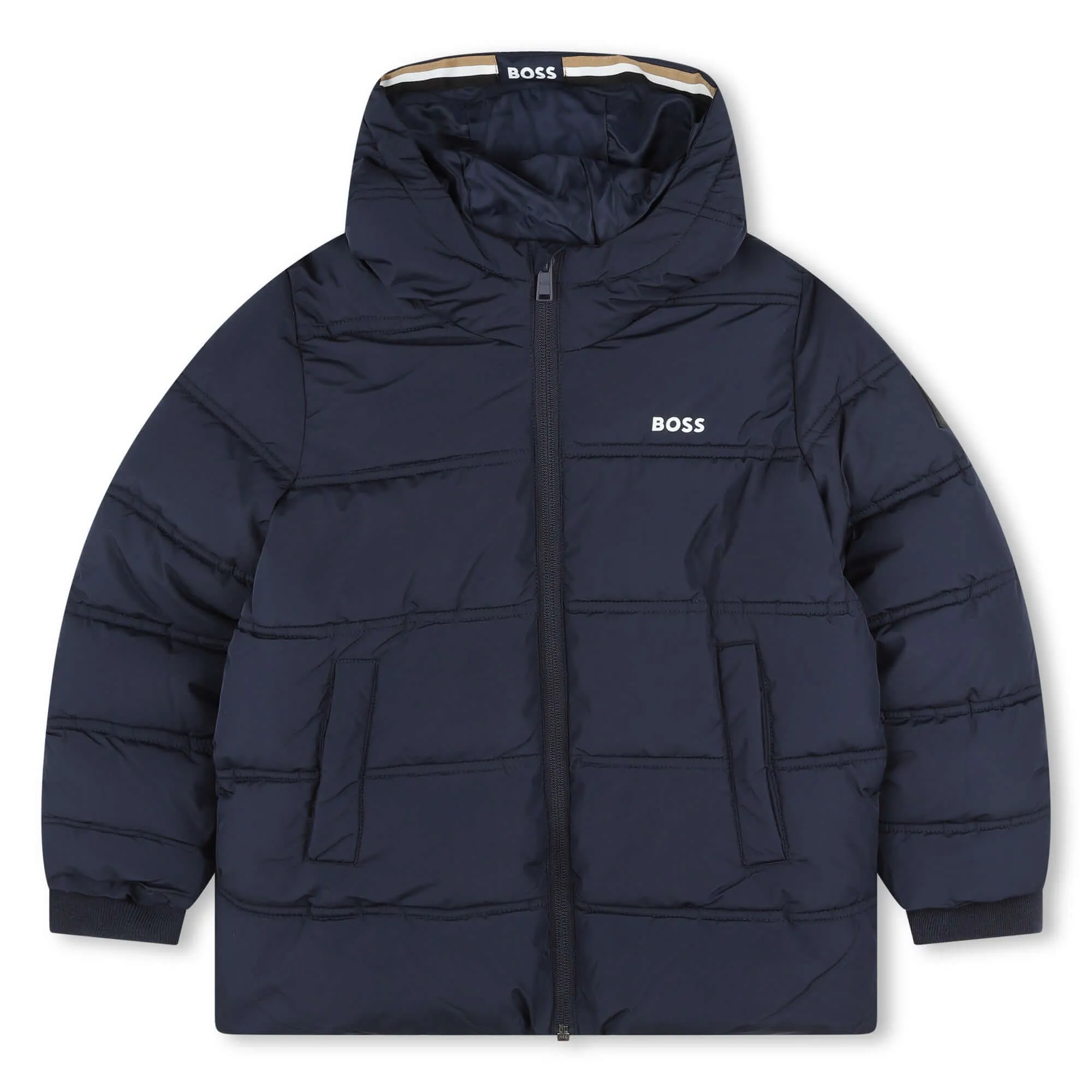 Boys Navy Logo Puffer Jacket