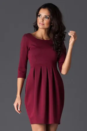 Chic 3/4 Sleeve Day Dress with Discreet Zipper - Timeless Elegance