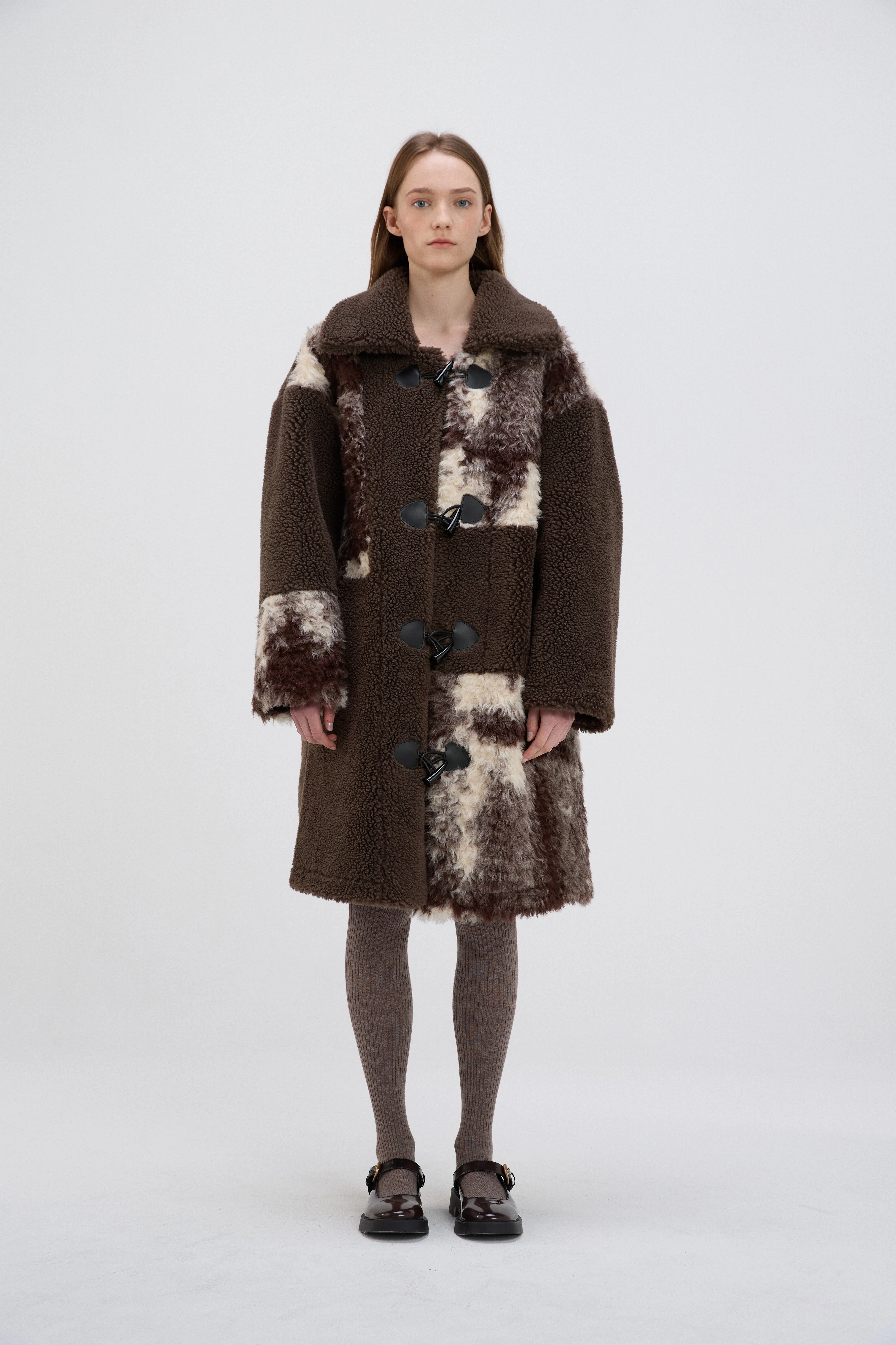 Cow Print Teddy Shearling Duffle Coat 2.0