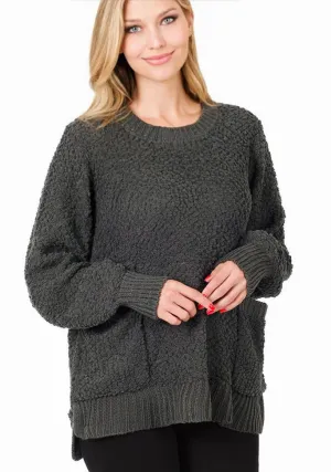 COZY TIME SWEATER - by Zenana (charcoal)