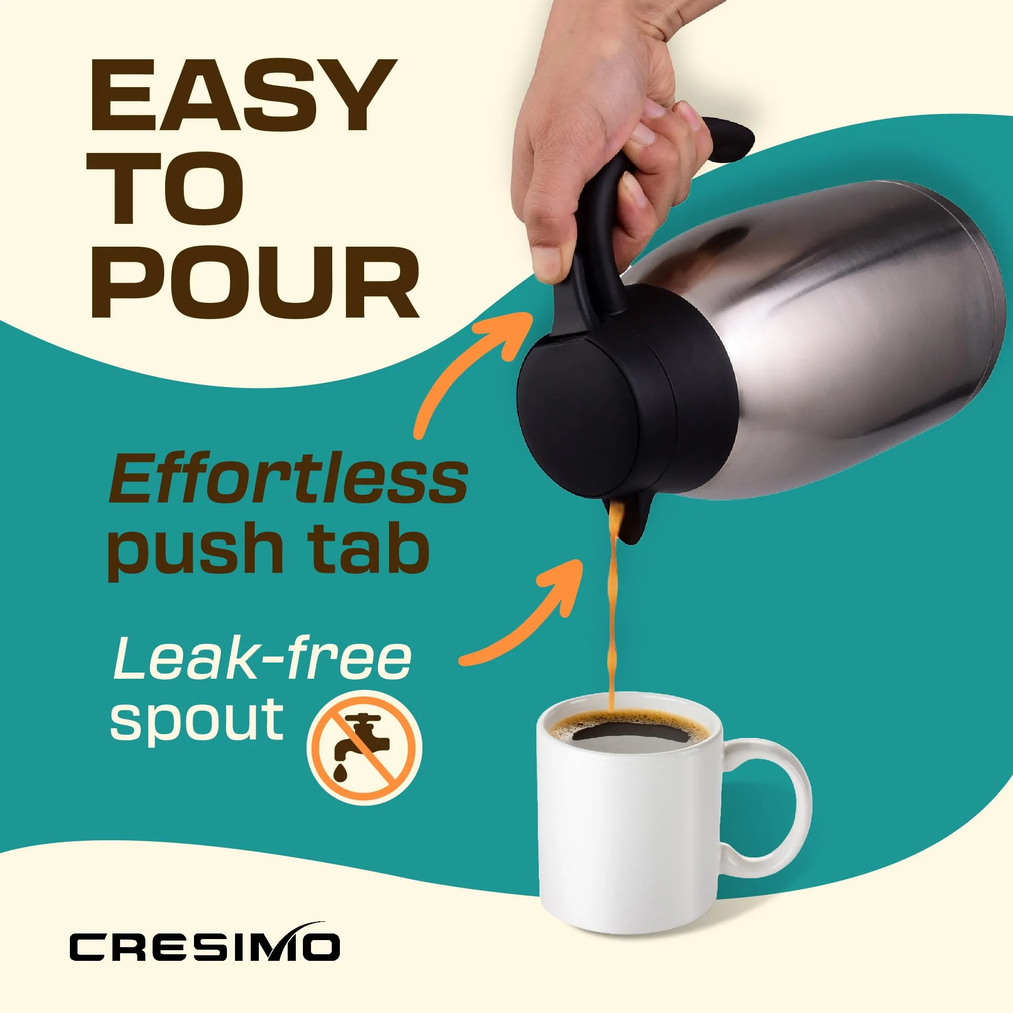 CRESIMO 68 Oz Thermal Coffee 12 Hour Hot Insulated Stainless Steel Tea Flask