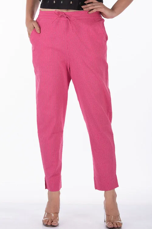 Dharan "Kantha Narrow Pants" Pink Woven Pants