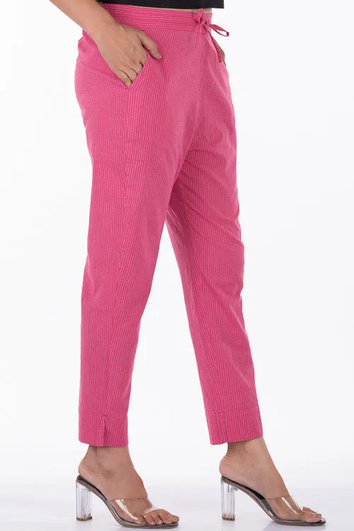 Dharan "Kantha Narrow Pants" Pink Woven Pants