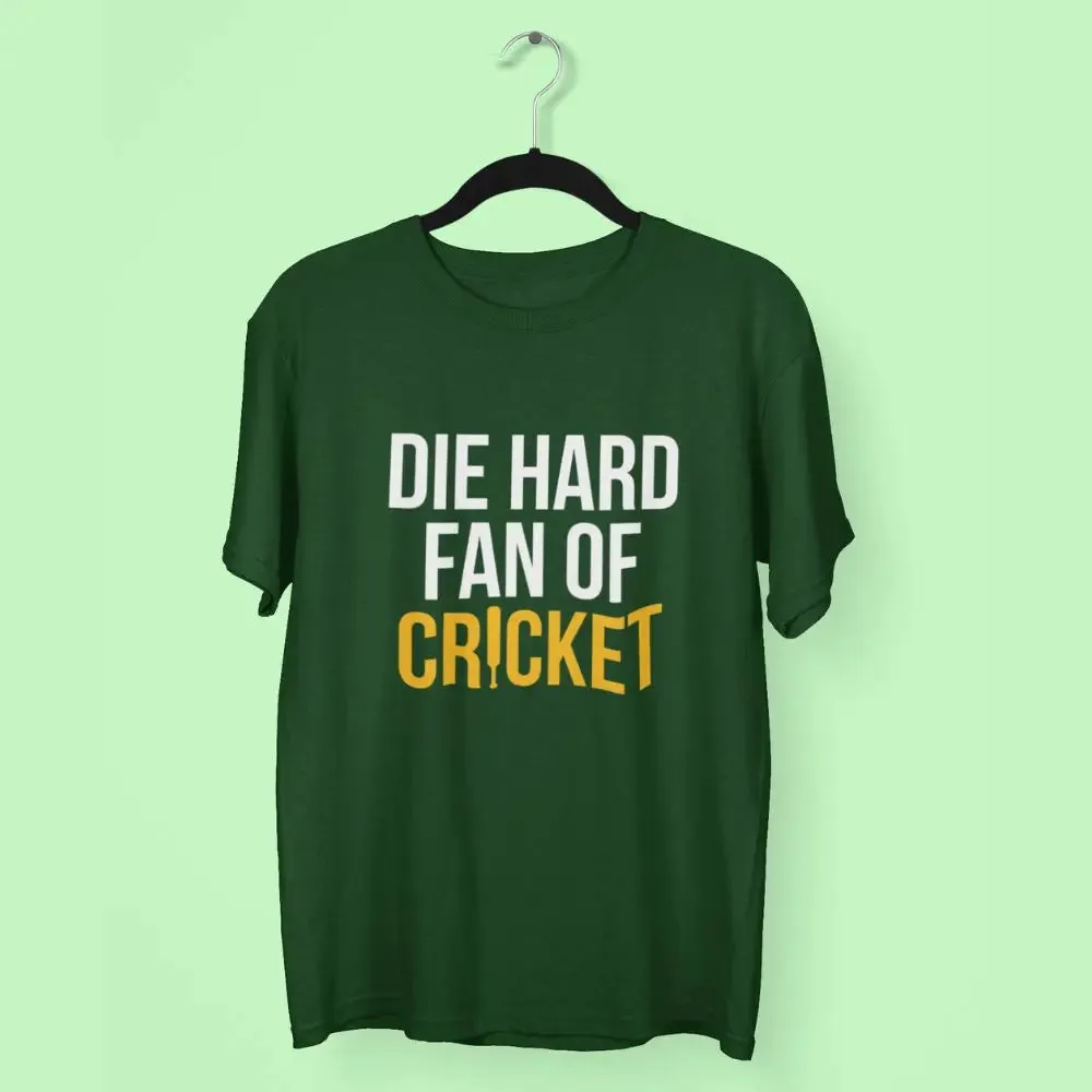 Die Hard Fan of Cricket Round Neck Half Sleeve Classic Cricket T-Shirt