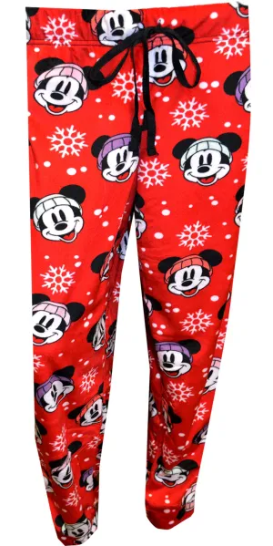 Disney Mickey Mouse Christmas Ladies Silky Fleece Cuffed Sleep Pant