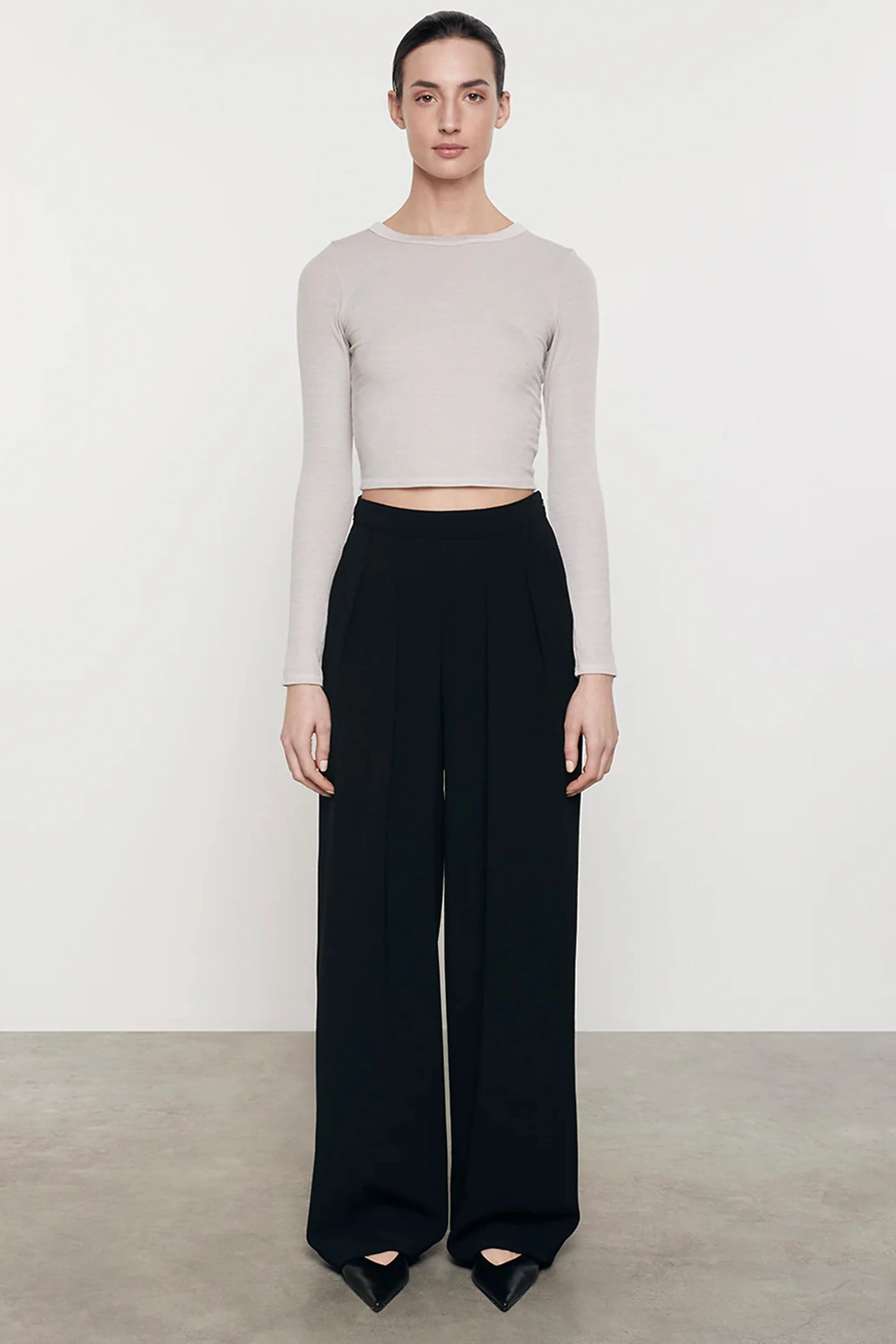 ENZA COSTA | Silk Knit Long Sleeve Tuck Top - Chalk