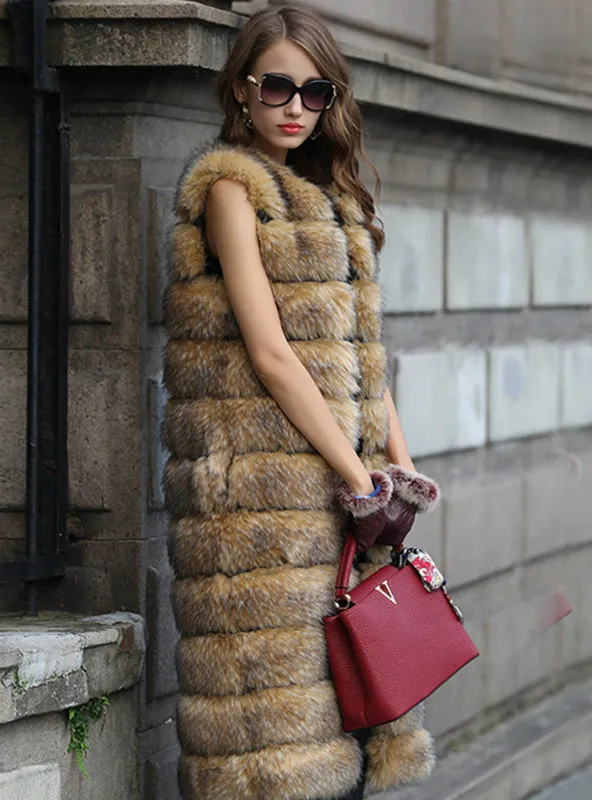 Faux Fur Vest For Women Long Solid Female Artificial