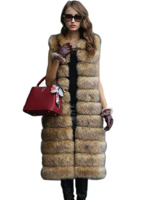 Faux Fur Vest For Women Long Solid Female Artificial