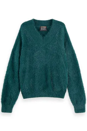 FLUFFY V NECK PULLOVER