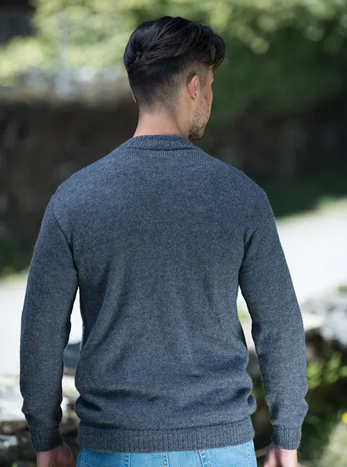 Gray Crewneck Alpaca Mens Sweater