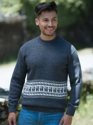 Gray Crewneck Alpaca Mens Sweater