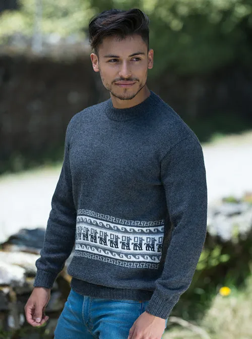 Gray Crewneck Alpaca Mens Sweater