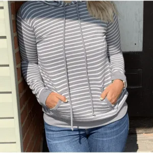 Grey Striped Slub Sweatshirt