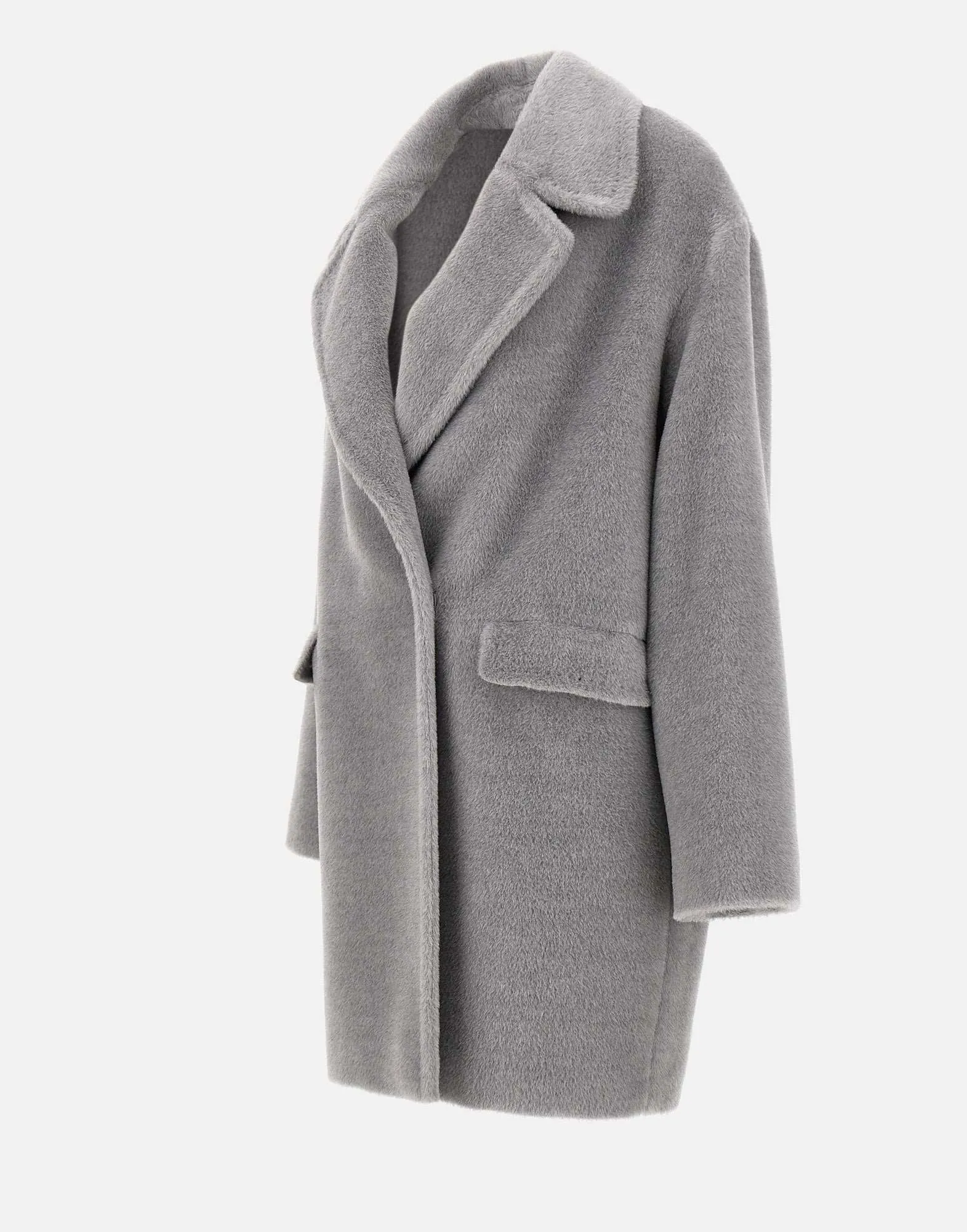 Grey Wool Alpaca Coat for Women