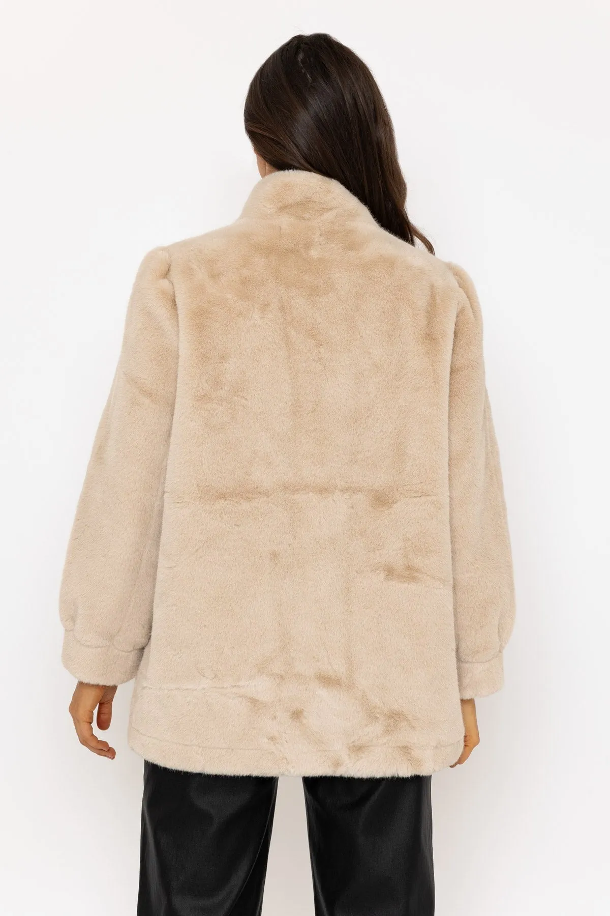 Helena Beige Faux Fur Jacket