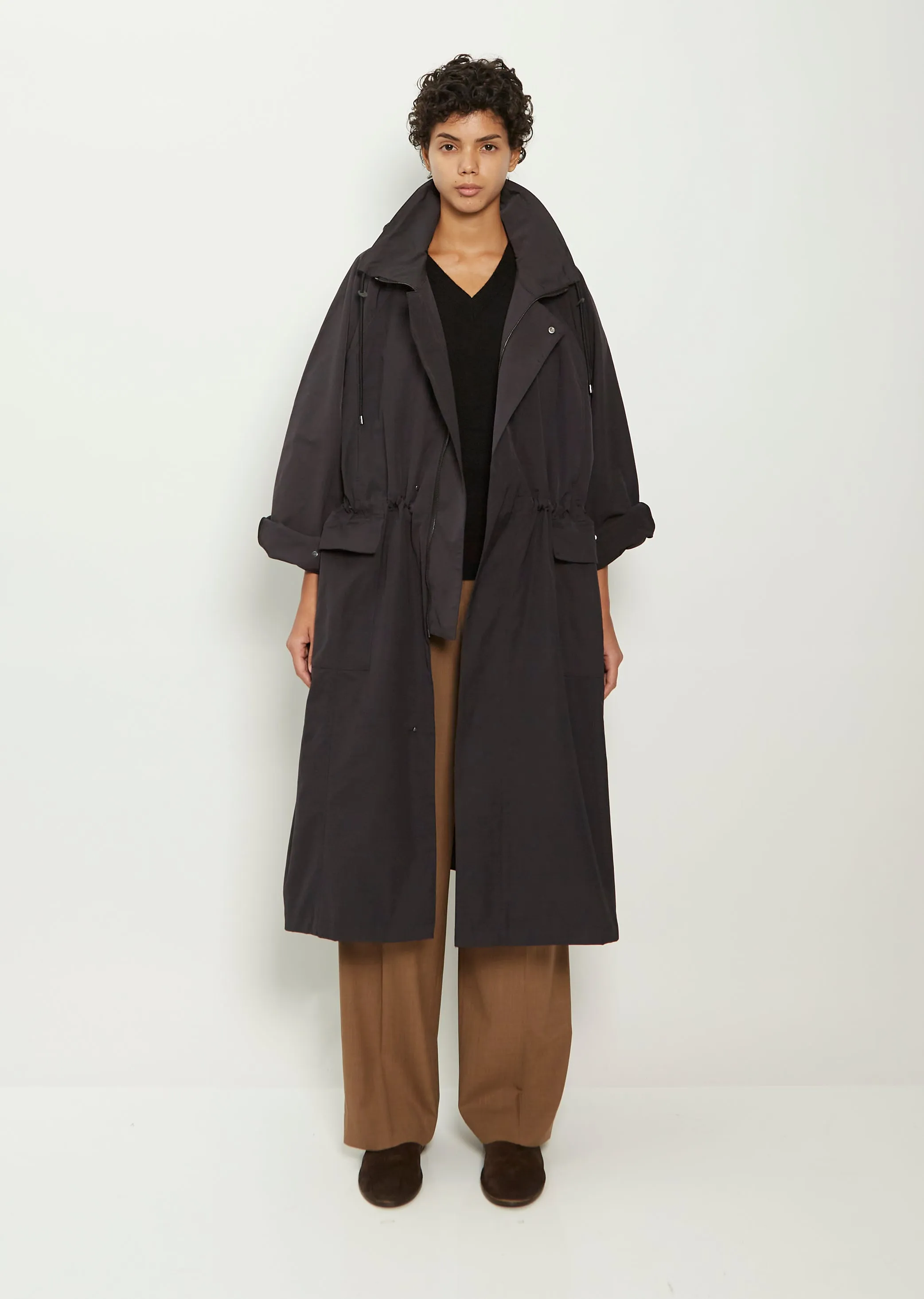 Hooded Parka Coat — Black