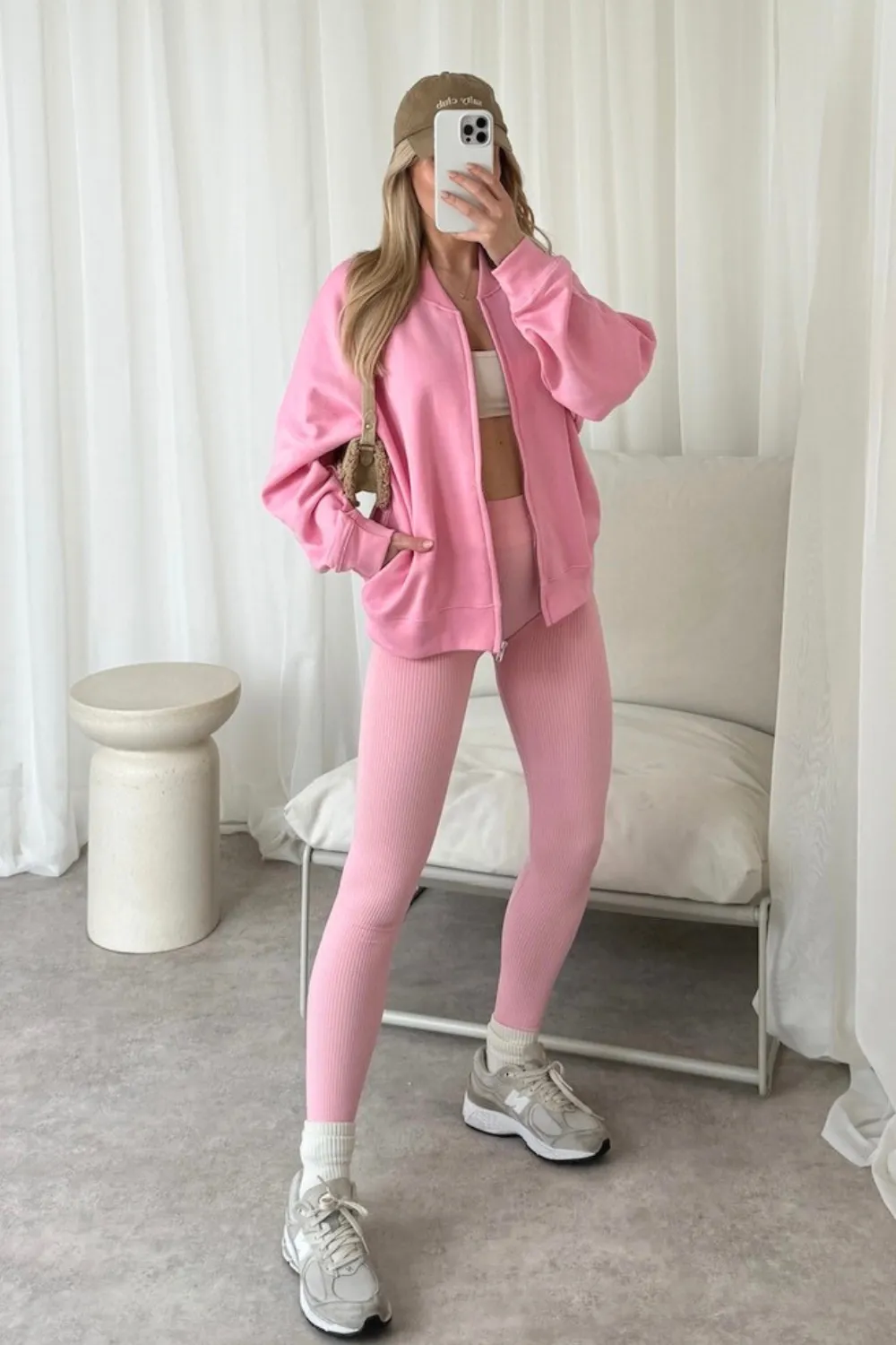 Kayla pink bomber jacket and legging set