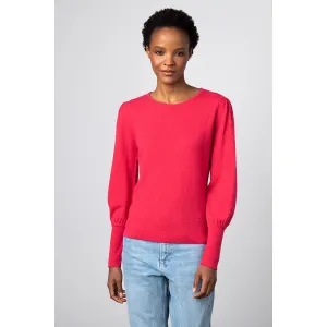 Kinross Cashmere Gathered Sleeve Crew Neck Sweater