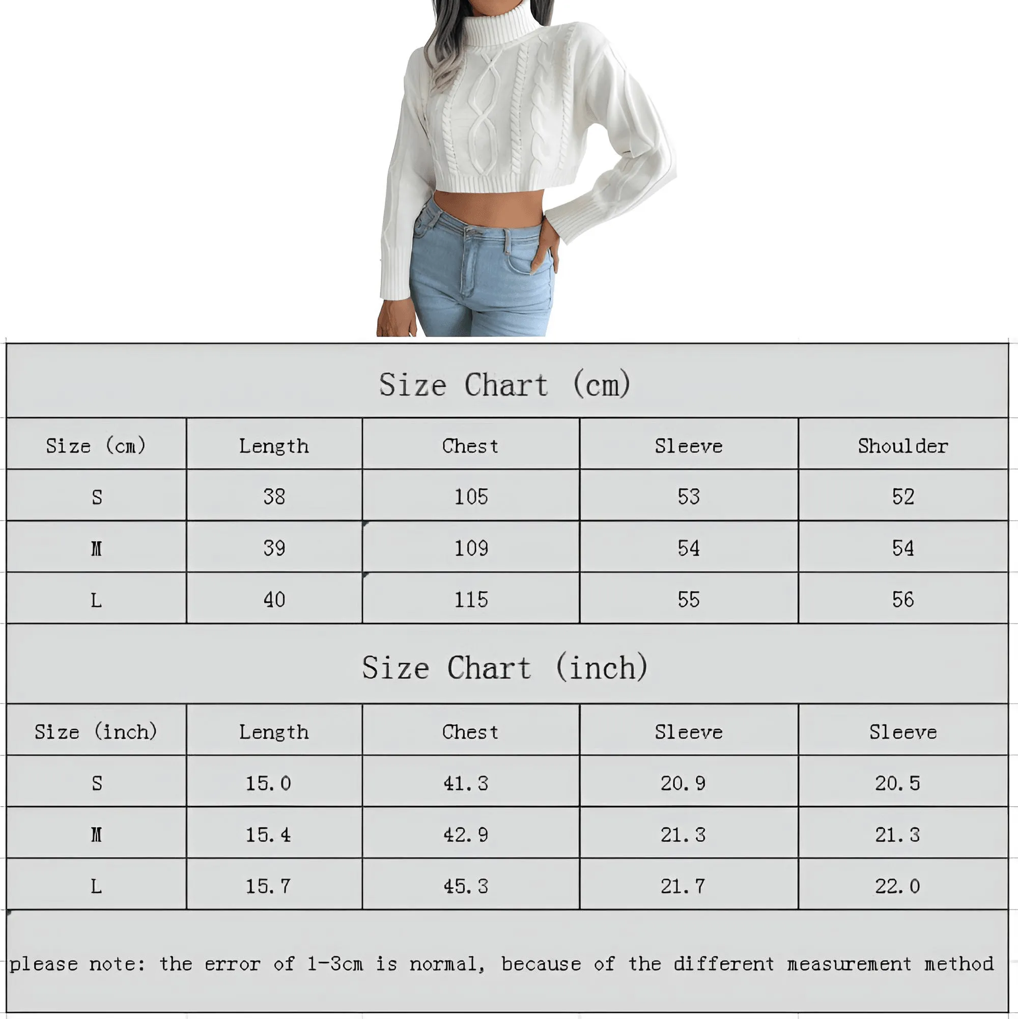 Knit Turtleneck Crop Sweater For Women