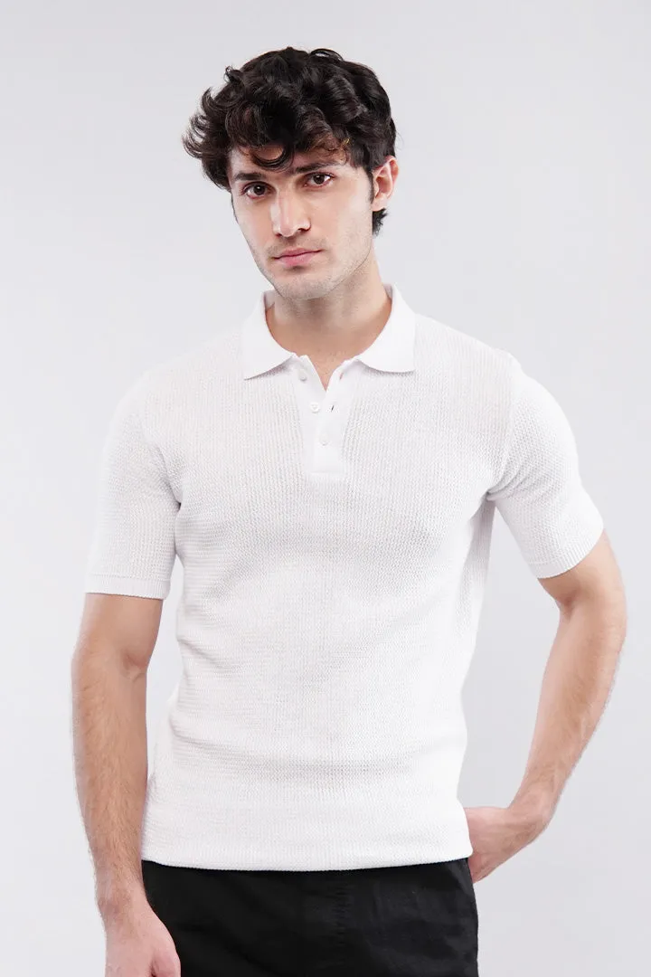 Knitted Polo Shirt - White