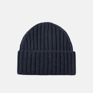 Les Deux Dark Navy Wells Fleck Rib Beanie