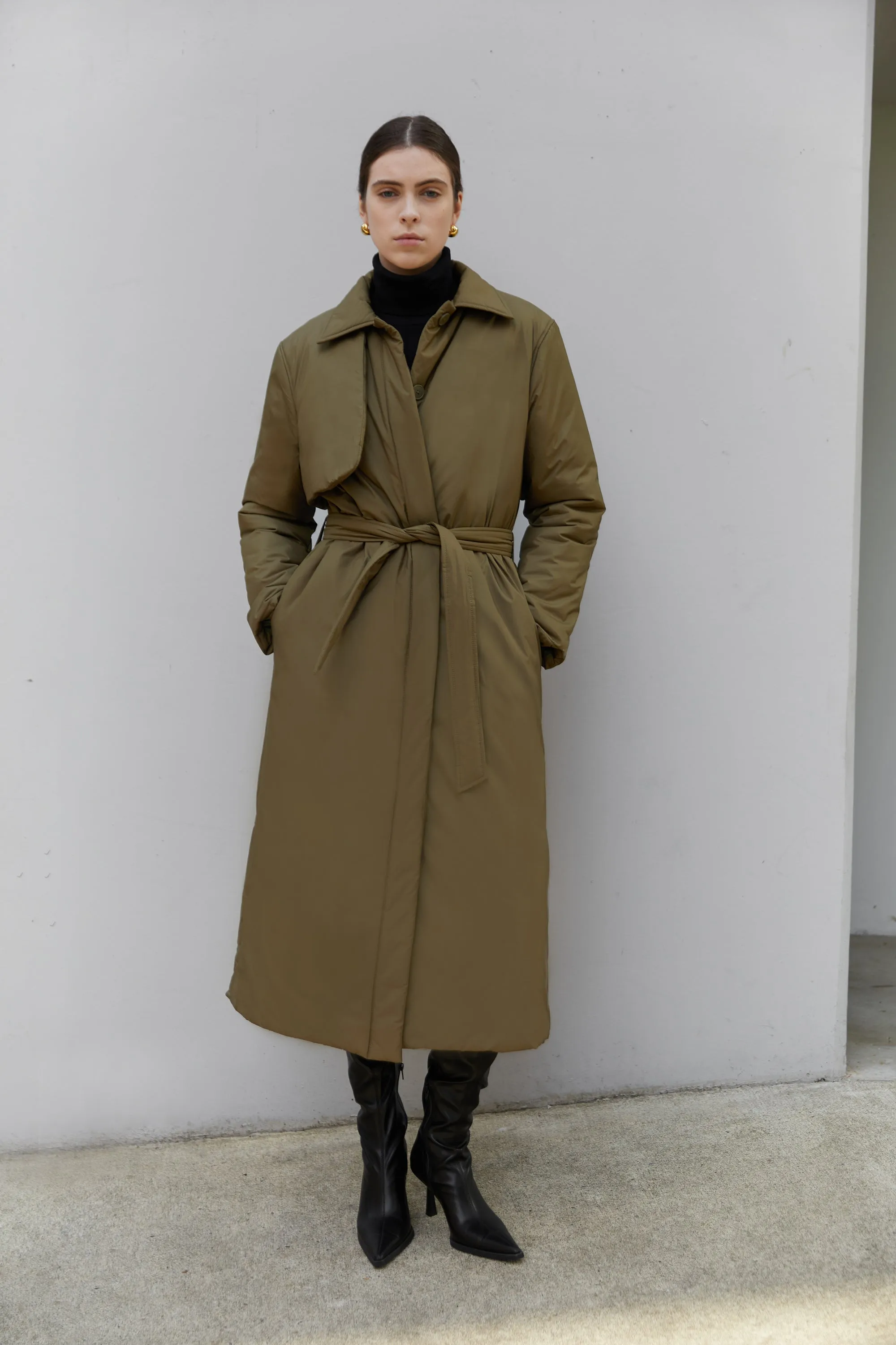 LONG BELTED PUFFER COAT