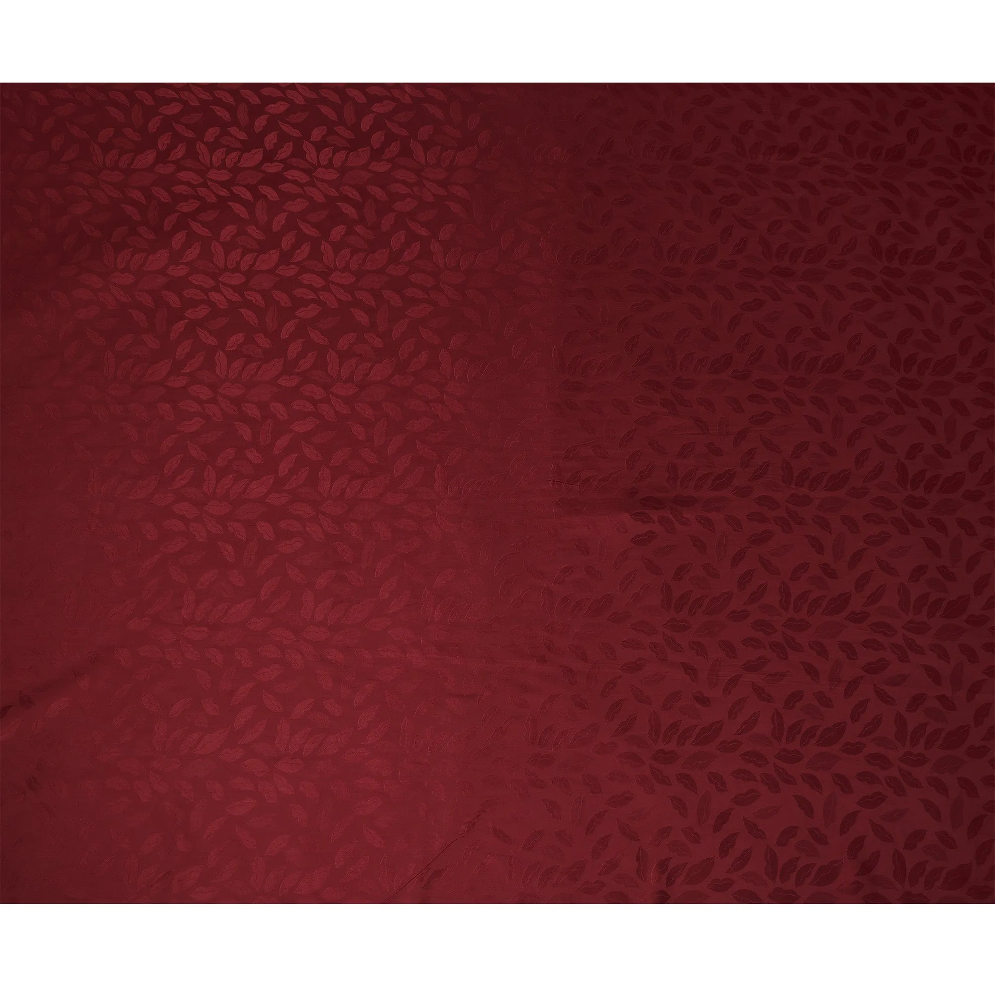 Maroon Silk Satin Fabric with Leaf Pattern, 110 cm Width-D20963