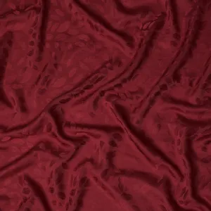 Maroon Silk Satin Fabric with Leaf Pattern, 110 cm Width-D20963