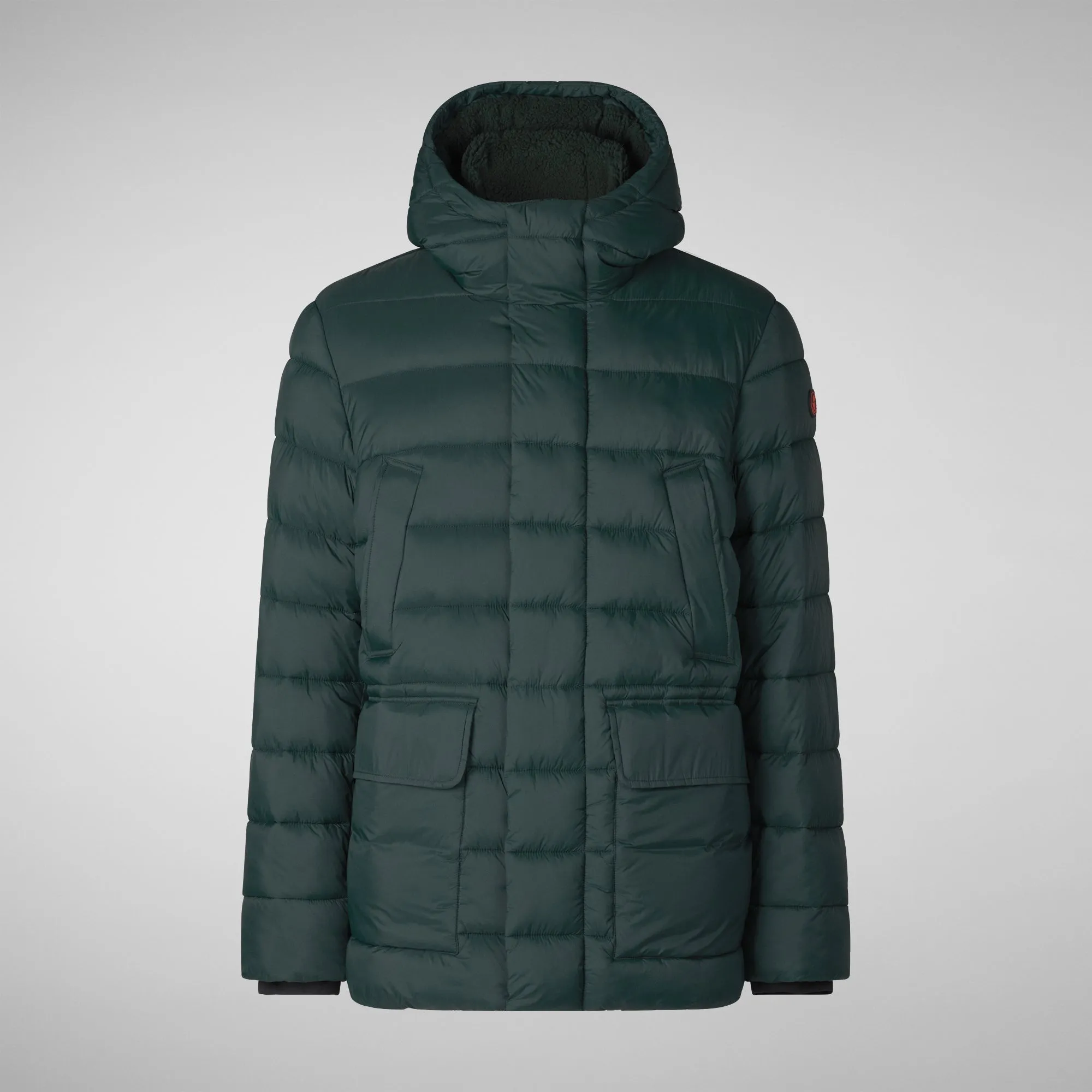 Men's animal free hooded Animal free Puffer jacket Lyle in green black