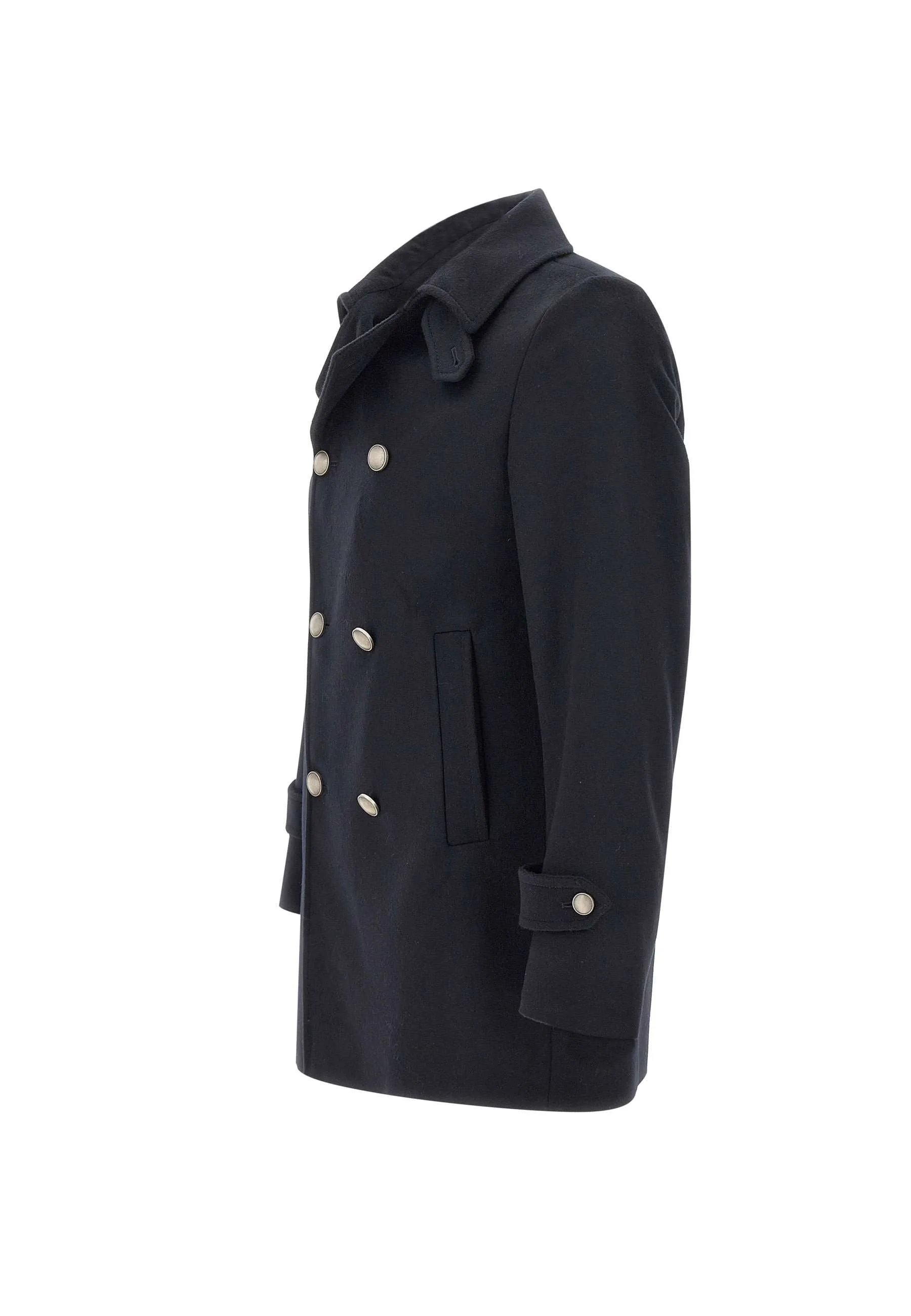 Men's Wool Cashmere Coat in Night Blue