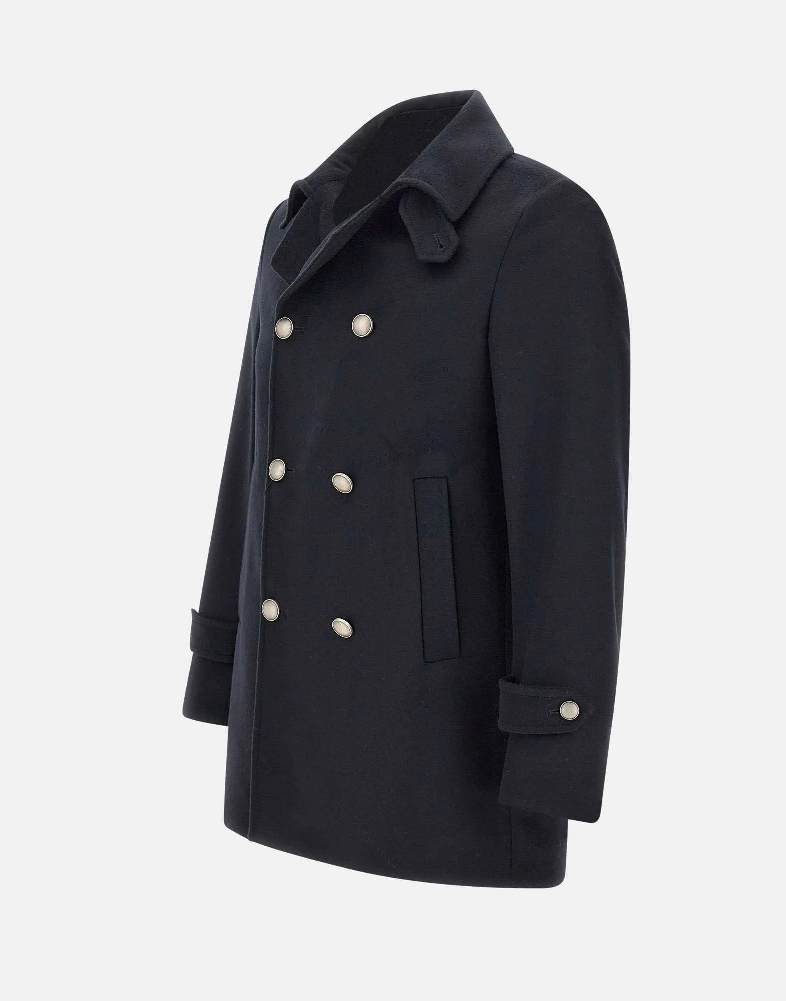 Men's Wool Cashmere Coat in Night Blue