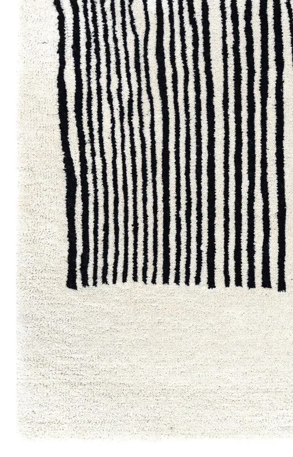 Monochrome Wool Rug  Runner for Bedroom/Living Area/Home with Anti Slip Backing