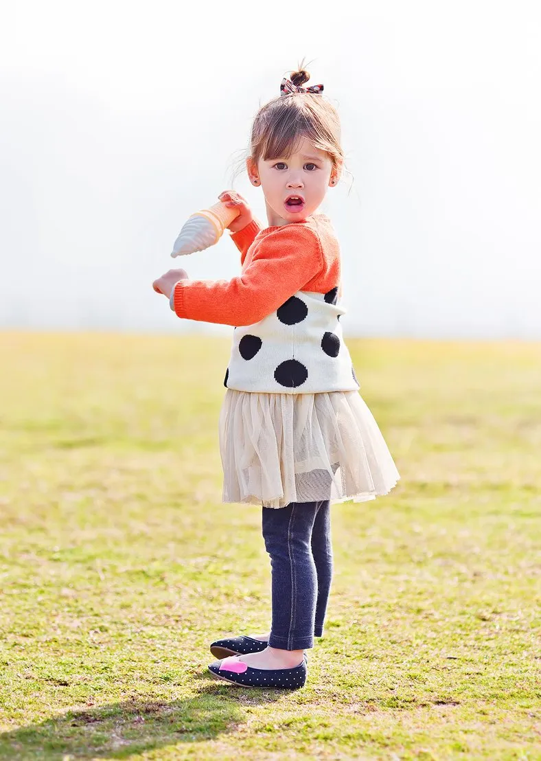 Orange Black Dots Sweater