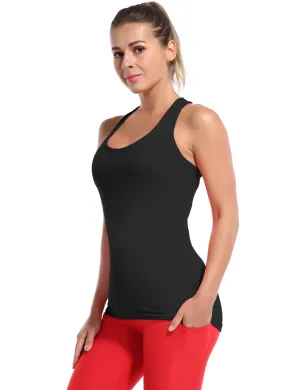 Racerback Athletic Tank Tops black_Plus Size