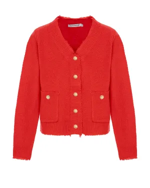 Red Buttoned Knit Cardigan