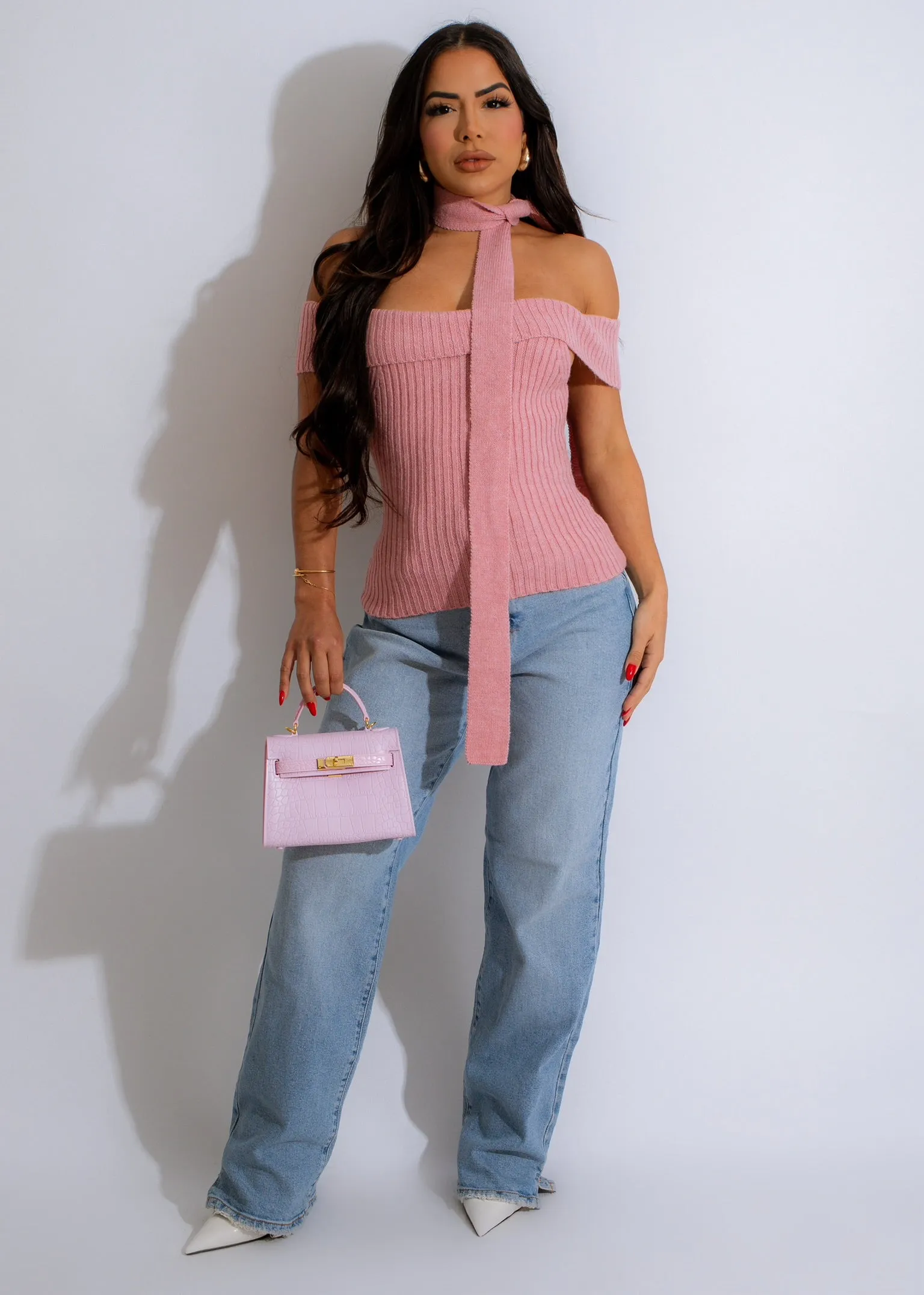 She's Cozy Knit Top Pink