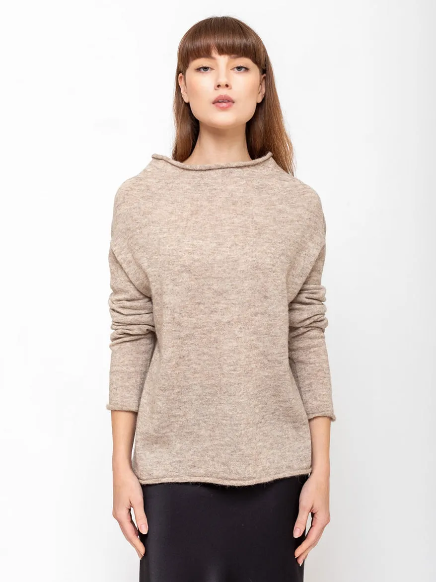 Shoulder Boatneck Sweater - Oatmeal