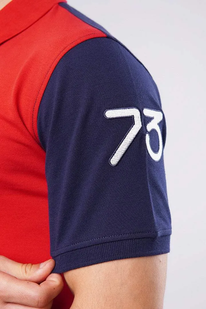 Sports Polo Shirt - Red & Blue