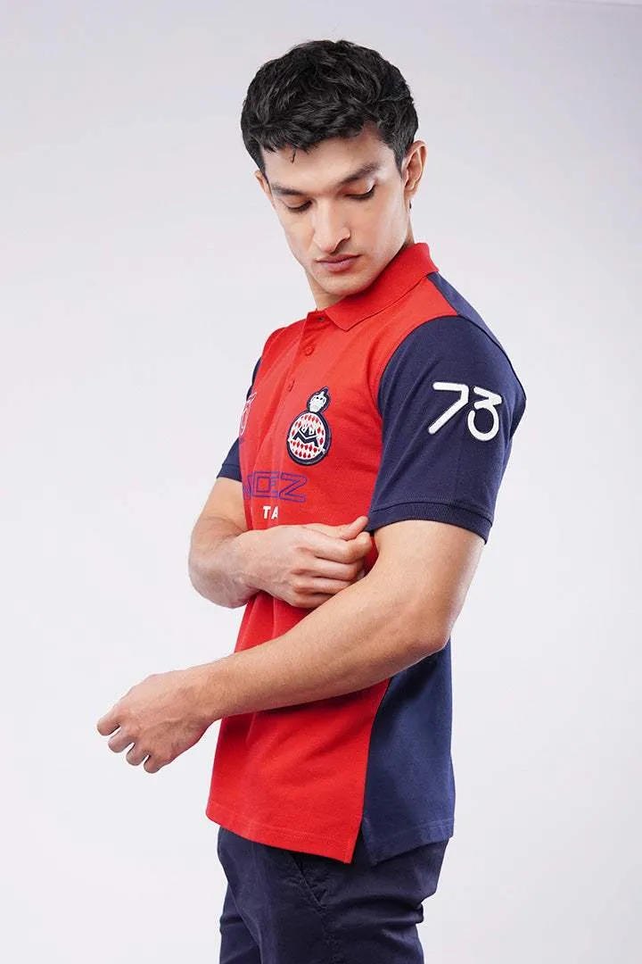 Sports Polo Shirt - Red & Blue