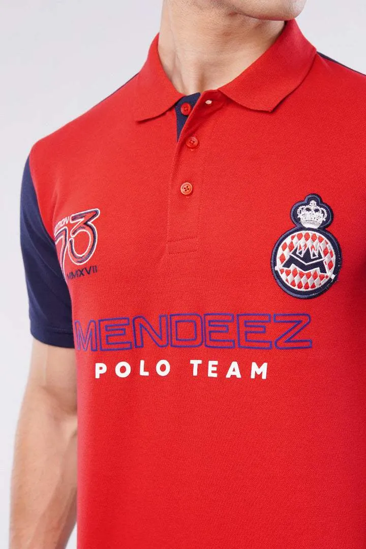 Sports Polo Shirt - Red & Blue