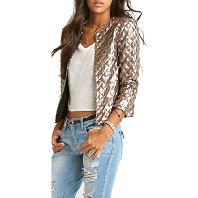 Stylish Women's Wide-waisted Slim Short Jackets With Sequins