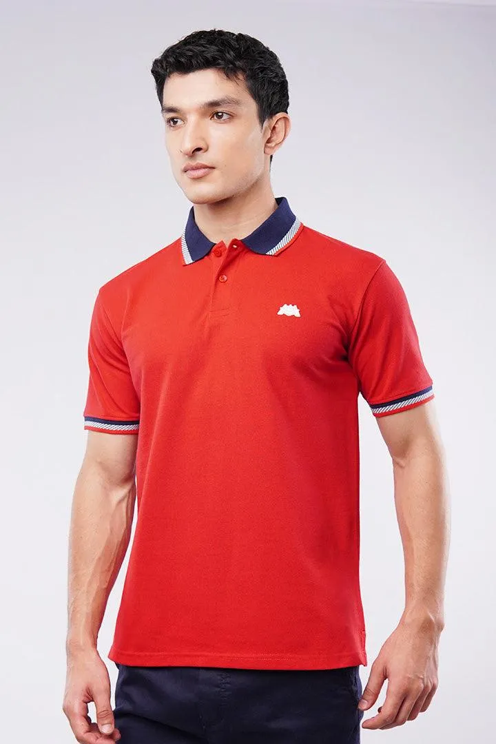 Tipping Collar Polo Shirt - Red