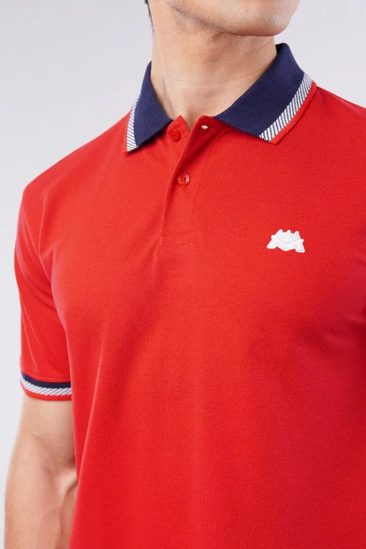 Tipping Collar Polo Shirt - Red