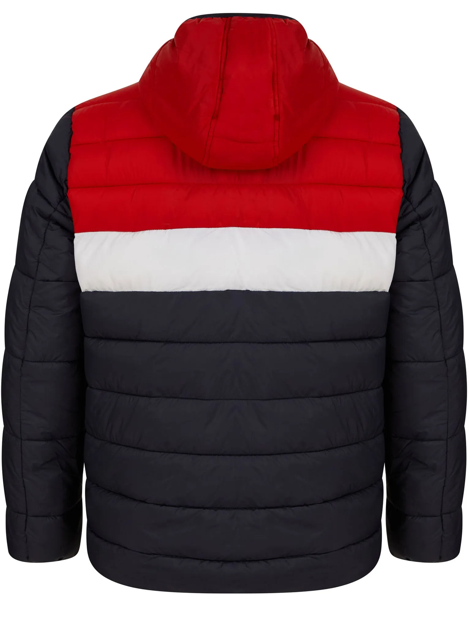 Torsten Colour Block Quilted Puffer Jacket with Hood in Barados Cherry - Tokyo Laundry Active Tech