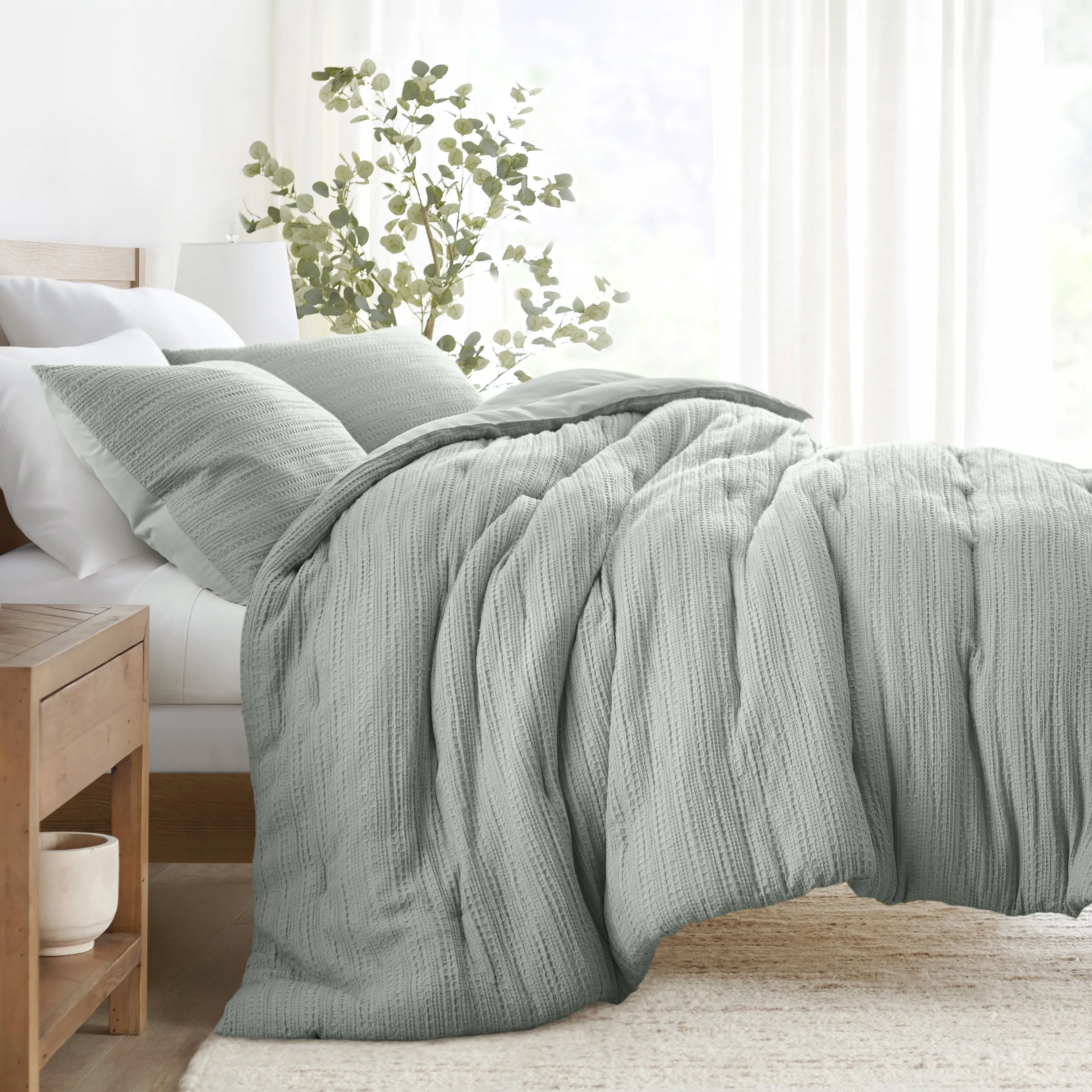 Waffle Textured Comforter Set - Sale